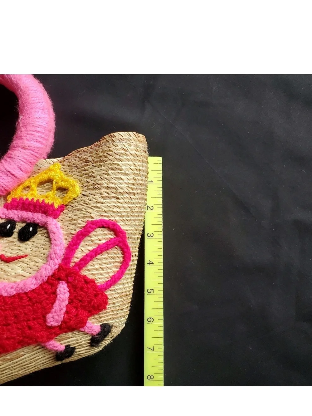 Fabulous Straw Purse With Homemade Crochet Peppa Pig Fairy Design Cute & Unique!